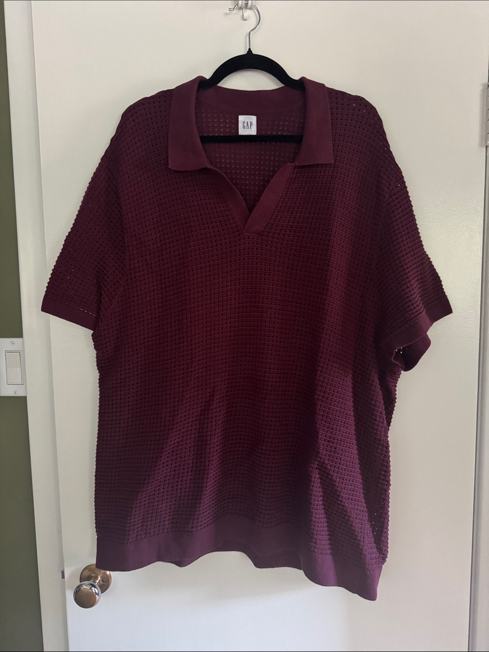 GAP Men's Wine Open-Knit Polo